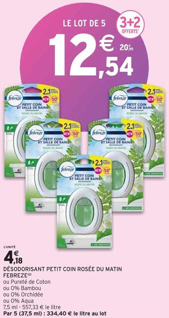 Intermarché Febreze désodorisant petit coin rosée du matin offre