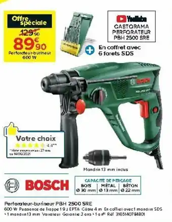 Castorama Perforateur-burineur PBH 2500 SRE offre