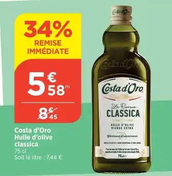 Bi1 Costa d'Oro Huile d'olive classica 75 cl offre