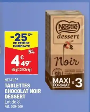 TABLETTES CHOCOLAT NOIR DESSERT