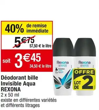 Cora x Carrefour Rexona déodorant bille invisible aqua offre