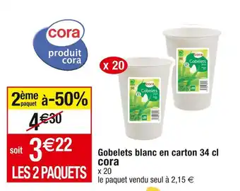 Cora gobelets blanc en carton 34 cl