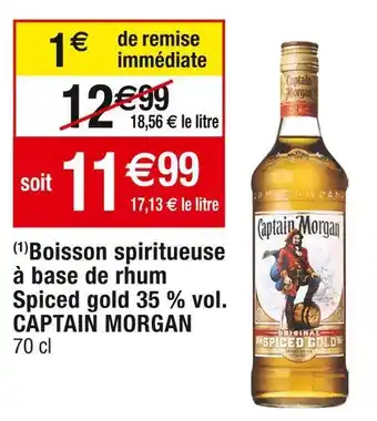 Cora x Carrefour Captain morgan boisson spiritueuse à base de rhum spiced gold 35 % vol. offre
