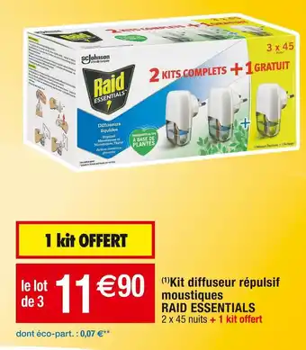 Cora x Carrefour Raid essentials kit diffuseur répulsif moustiques offre