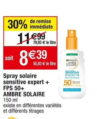 Cora x Carrefour Ambre solaire spray solaire sensitive expert + fps 50+ offre
