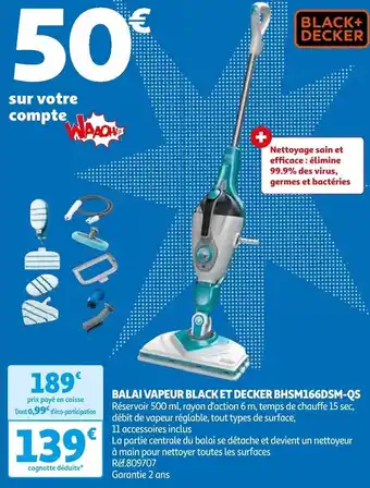 BALAI VAPEUR BLACK ET DECKER BHSM166DSM-QS