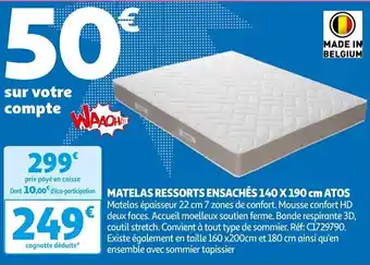 Auchan MATELAS RESSORTS ENSACHÉS 140 X 190 cm ATOS offre