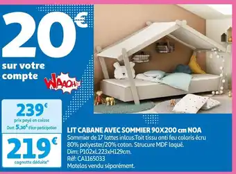 Auchan LIT CABANE AVEC SOMMIER 90X200 cm NOA offre