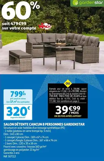 Auchan SALON DÉTENTE CANCUN 8 PERSONNES GARDENSTAR offre