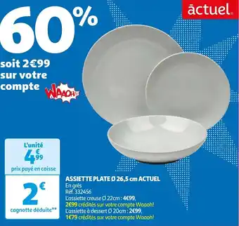 Auchan ASSIETTE PLATE Ø 26,5 cm ACTUEL En grés offre