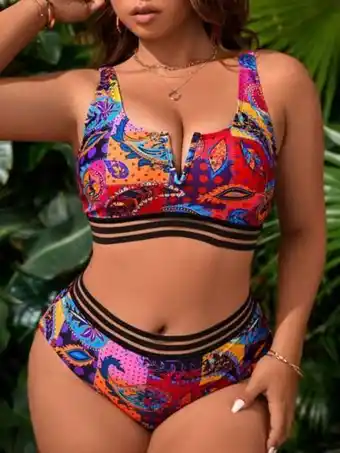 Shein bikini à imprimé avec tulle