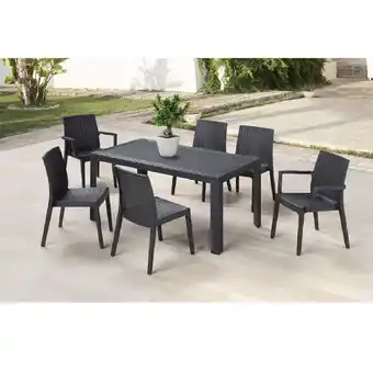 Auchan Salon de jardin gris anthracite 6 personnes urano offre