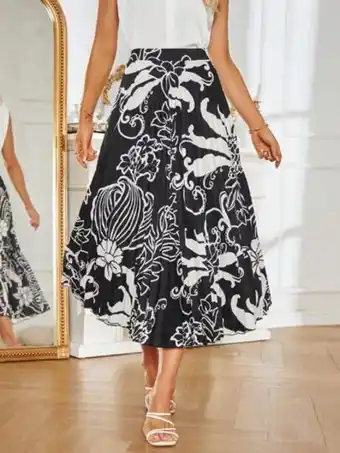 Jupe plissée à imprimé floral taille haute