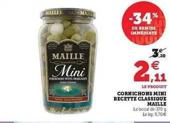Super U Cornichons Mini Recette Classique Maille offre