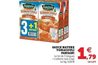 Super U Sauce Nature Tomacouli Panzani offre