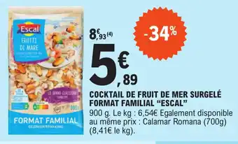 E.Leclerc COCKTAIL DE FRUIT DE MER SURGELÉ FORMAT FAMILIAL "ESCAL" offre
