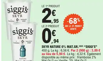E.Leclerc SKYR NATURE 0% MAT.GR. (4)(2) "SIGGI'S" offre