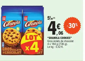 E.Leclerc "GRANOLA COOKIES" Gros éclats de chocolat offre