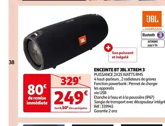 Auchan Jbl enceinte bt jbl xtrem 3 offre