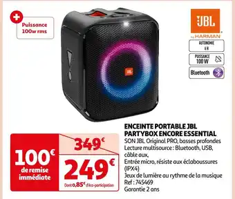 Auchan Jbl enceinte portable partybox encore essential offre