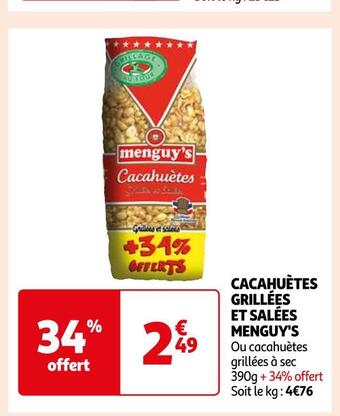 Auchan Menguy's cacahuètes grillées et salées offre