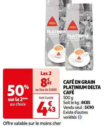 Auchan Supermarché Delta café en grain platinium café offre
