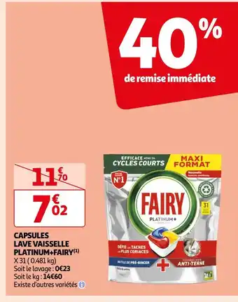Auchan Fairy capsules lave vaisselle platinum+(1) offre