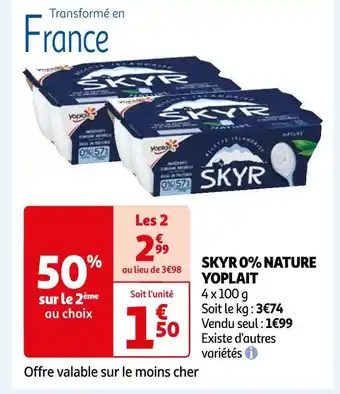 Auchan Yoplait skyr 0% nature offre