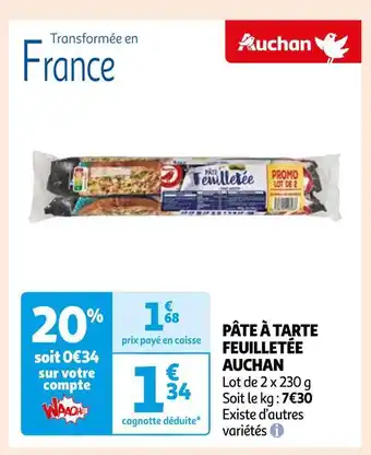 Auchan Auchan pâte à tarte feuilletée offre