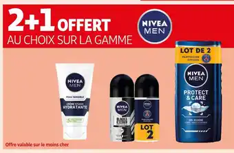 Auchan Nivea men 2+1 offert au choix sur la gamme nivea men offre