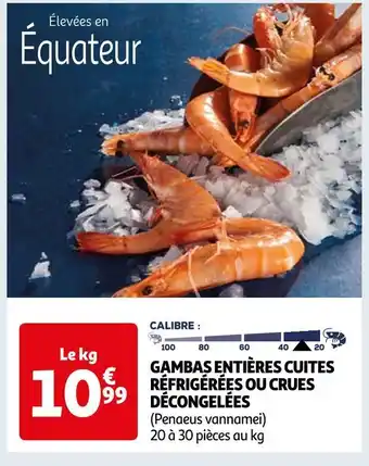 Auchan Gambas entières cuites réfrigérées ou crues décongelées offre