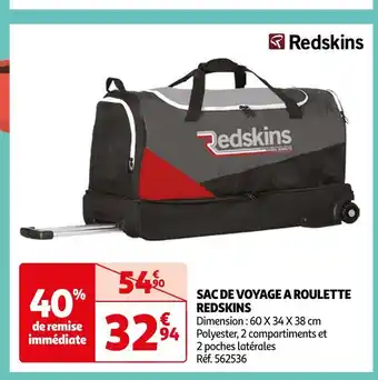 Auchan Redskins sac de voyage a roulette offre