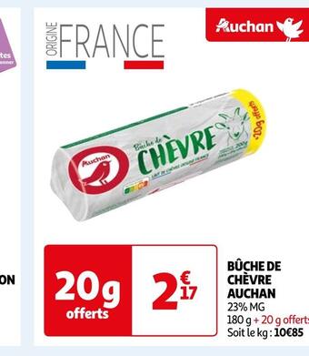 Auchan Auchan bûche de chèvre offre