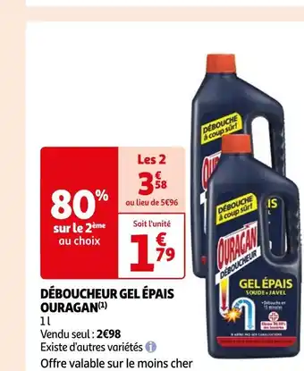 Auchan Ouragan déboucheur gel épais (1) offre