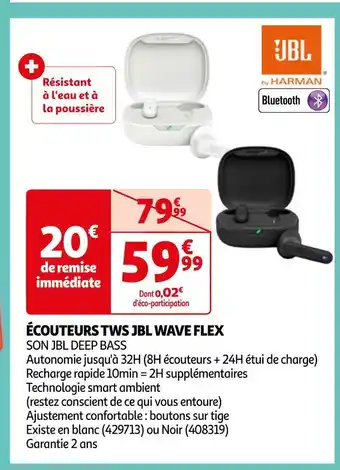 Auchan Jbl écouteurs tws jbl wave flex offre