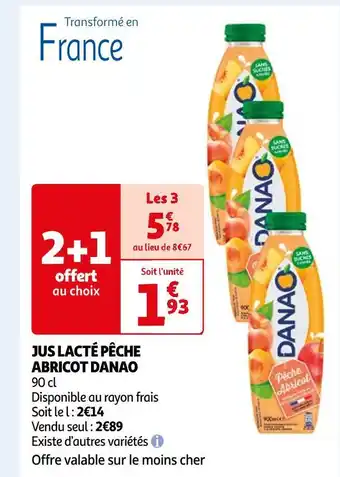 Auchan Danao jus lacté pêche abricot offre