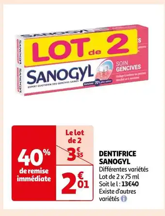 Auchan Sanogyl dentifrice offre