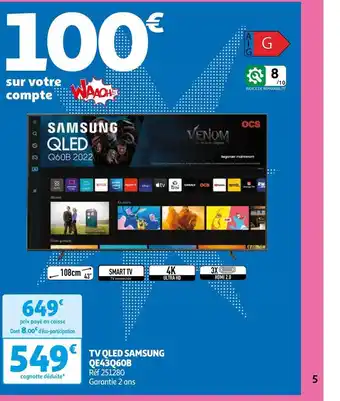 Auchan Samsung tv qled qe43q60b offre
