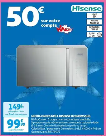Auchan Hisense micro-ondes grill h23moms5hg offre
