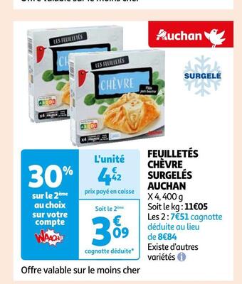 Auchan Auchan feuilletés chèvre surgelés offre
