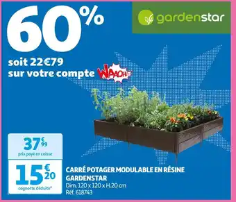 Auchan Gardenstar carré potager modulable en résine offre