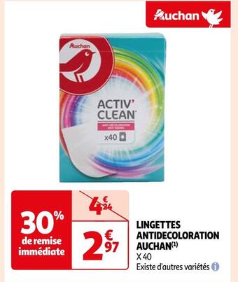 Auchan Auchan lingettes antidecoloration offre