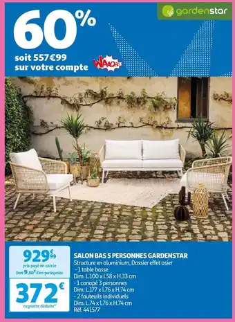 Auchan Gardenstar salon bas 5 personnes offre