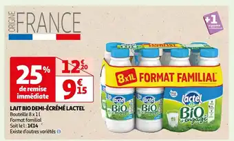 Auchan Lactel lait bio demi-écrémé offre