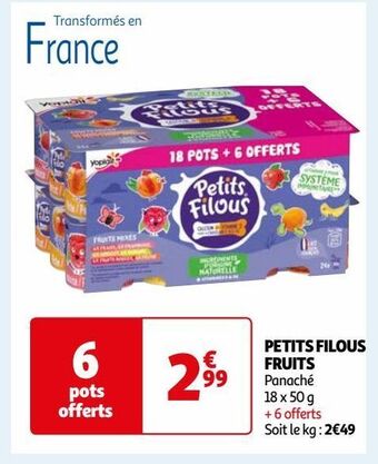 Auchan Petits filous fruits offre