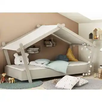 Auchan Lit cabane avec sommier 90x200 cm noa offre