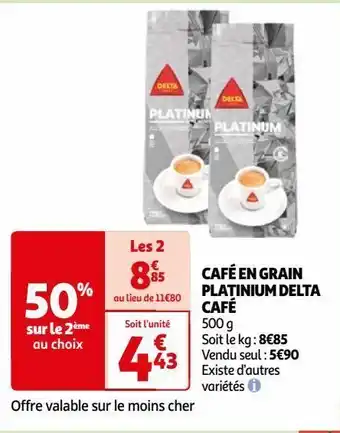 Auchan Supermarché Café en grain platinium delta café offre