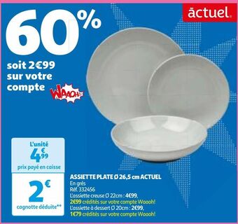 Auchan Assiette plate ø 26,5 cm actuel offre