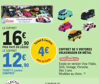E.Leclerc COFFRET DE 5 VOITURES VOLKSWAGEN EN MÉTAL offre