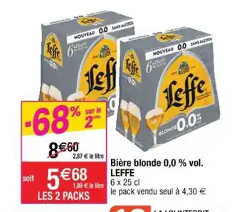 Cora x Carrefour Bière Blonde 0,0% Vol. Leffe offre